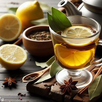 Lemon and bay leaves tea