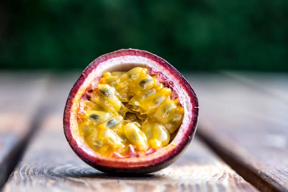 Fresh passion fruit with visible pulp showcasing its nutrient-rich content for pregnancy health